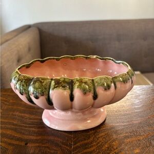 Unique Vintage Pink and Green Decorative Bowl